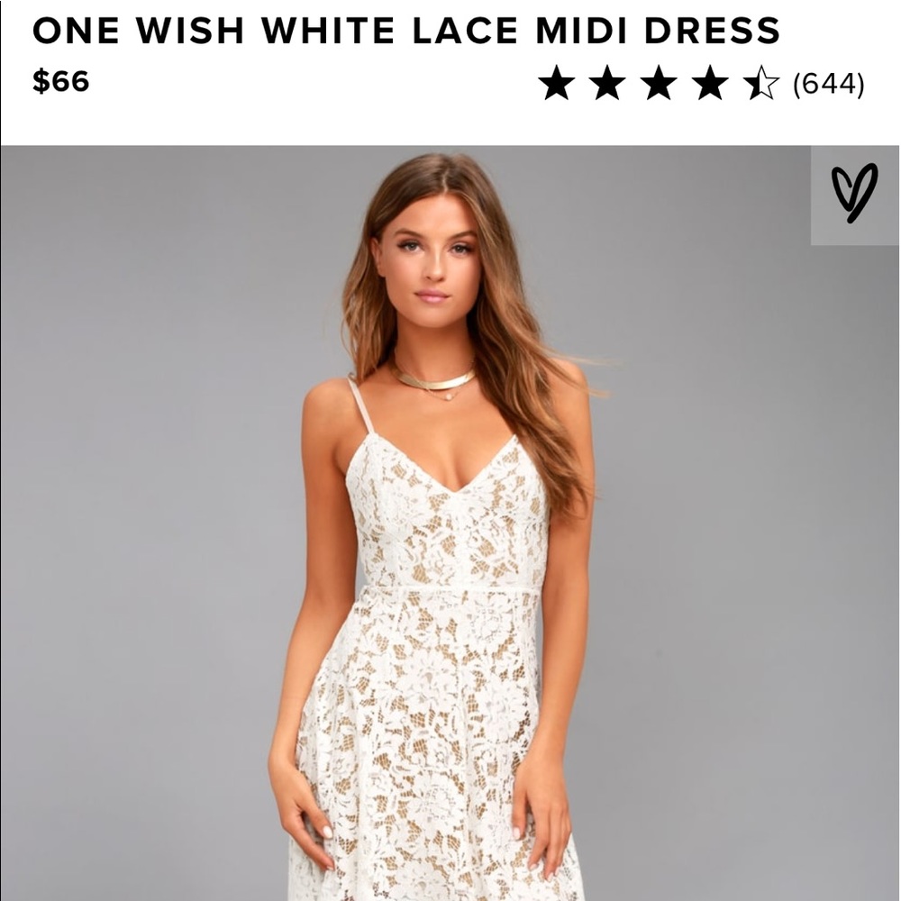 Worn once,LULU’S dress! One Wish White lace dress